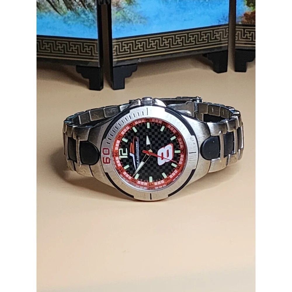 DALE EARNHARDT Jr #8 Watch  Silver & Black W/ Red Dial New Batt. FREE $HIPPING!!